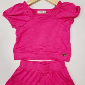 Conjunto Infantil Shorts-Saia e Blusa Texturizado - Cores da Moda para o Verão