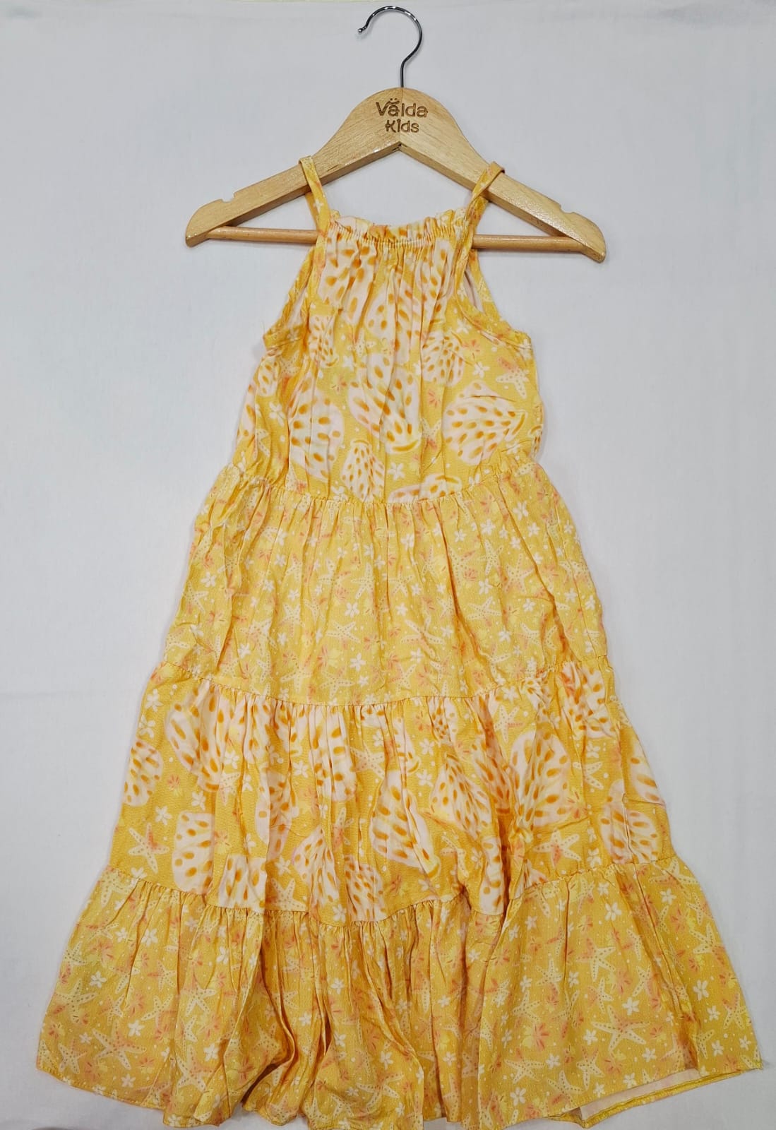 Vestido Infantil Regata Estampado Verão – Amarelo Tropical