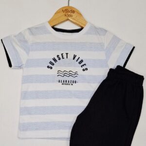 conjunto infantil masculino – camiseta jungle time + bermuda marrom